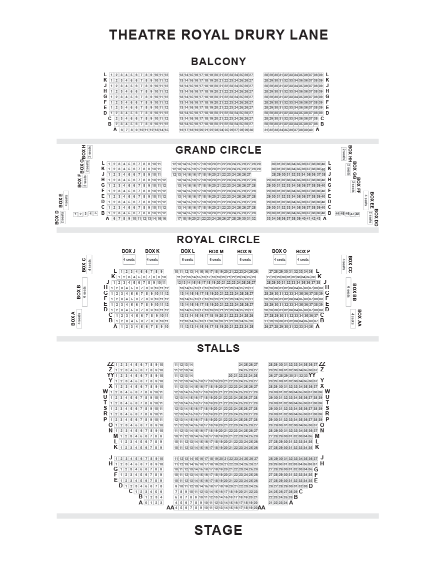 Drury Lane Theatre Seating Chart